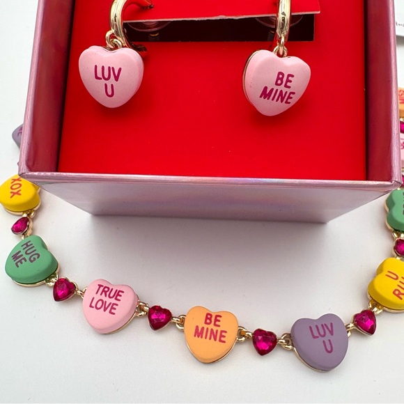💕 Betsey Johnson Candy Hearts Necklace Earrings Set - Picture 7 of 9